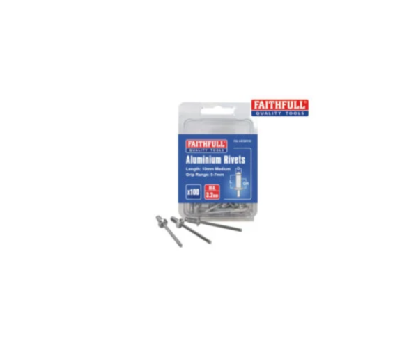 Aluminium Rivets 3.2 x 10mm Medium Pre-Pack of 100