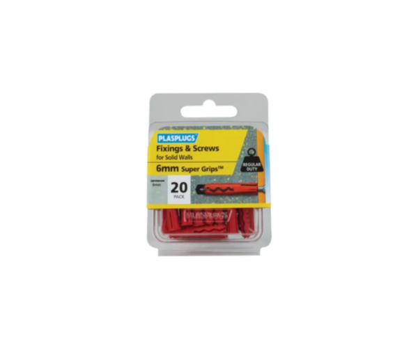 Solid Wall Super Grips™ Fixings Red & Screws Pack of 20