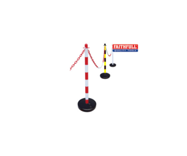 Plastic Post for Chain - Red / White