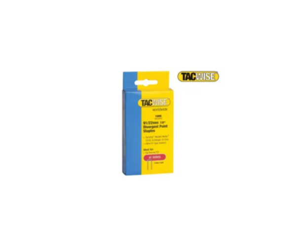 91 Narrow Crown Divergent Point Staples 22mm - Electric Tackers (Pack 1000)