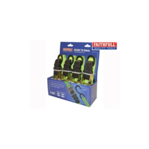 Ratchet Tie-Downs 5m x 25mm Green 4 Piece
