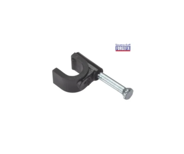 Cable Clip Round Coax Black 6-7mm Box 100