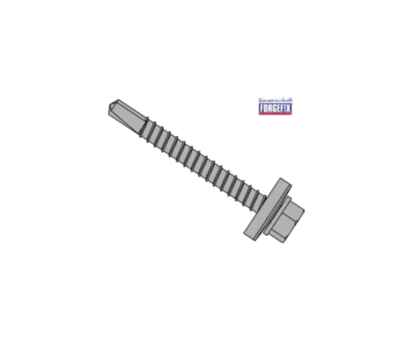 TechFast Roofing Sheet to Steel Hex Screw & Washer No.3 Tip 5.5 x 100mm Box 100