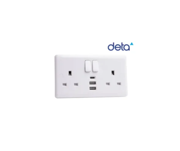 Switched Socket 2-Gang + 3 USB Ports 13A