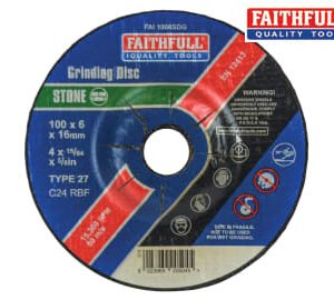 Depressed Centre Stone Grinding Disc 100 x 6 x 16mm