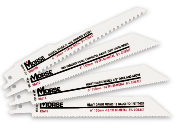 MORSE Reciprocating Saw Blade Range 6" x 10 TPI	Metal, Wood, Wood/Nails	Pack of 5